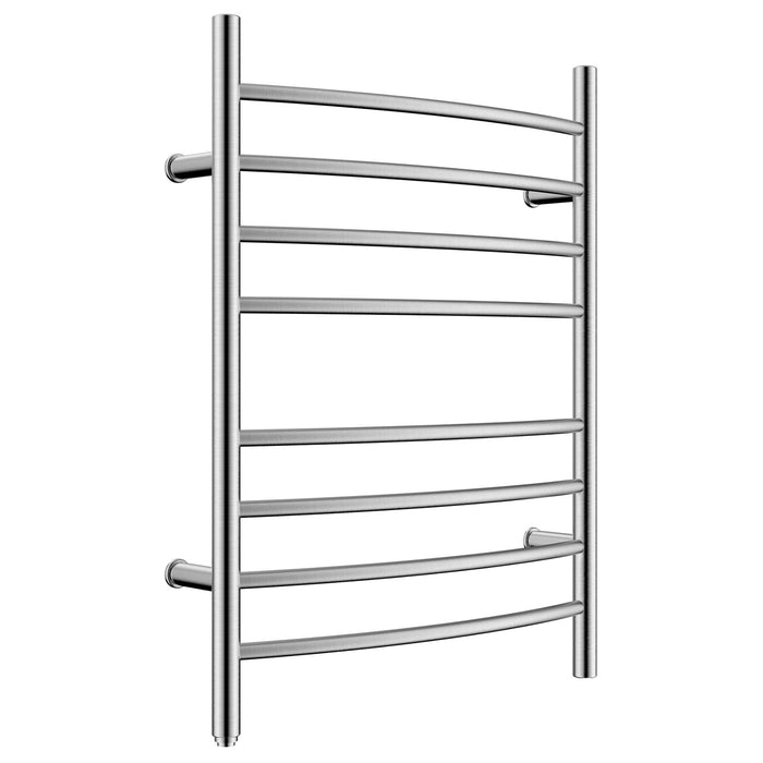 HEATGENE Towel Warmer 8 Bar Plug-in Curved Bath Towel Heater Towel Warmer for Bathroom Plug-in Drying Rack Brushed