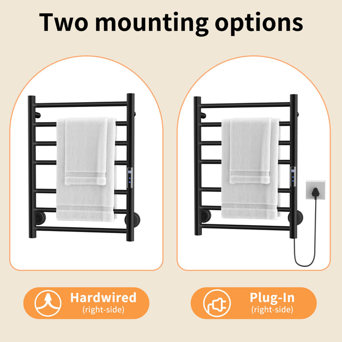 Statappy Heated Towel Rack for Bathroom, Towel Warmer Rack Wall Mounted Electric Towel Rack with 24-Hour Timer, Heated Towel Bar, Plug-in/Hardwired, 304 Stainless Steel
