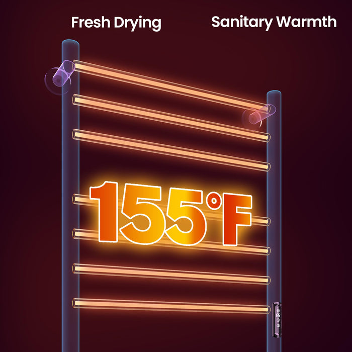 Poloma Wall Mounted Towel Warmer Rack for Bathrooms, Electric Heated Towel Rack Heater, Stainless Steel 12Bars White.