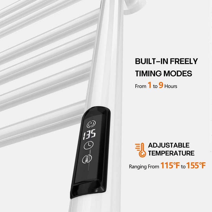 Poloma Wall Mounted Towel Warmer Rack for Bathrooms, Electric Heated Towel Rack Heater, Stainless Steel 12Bars White.