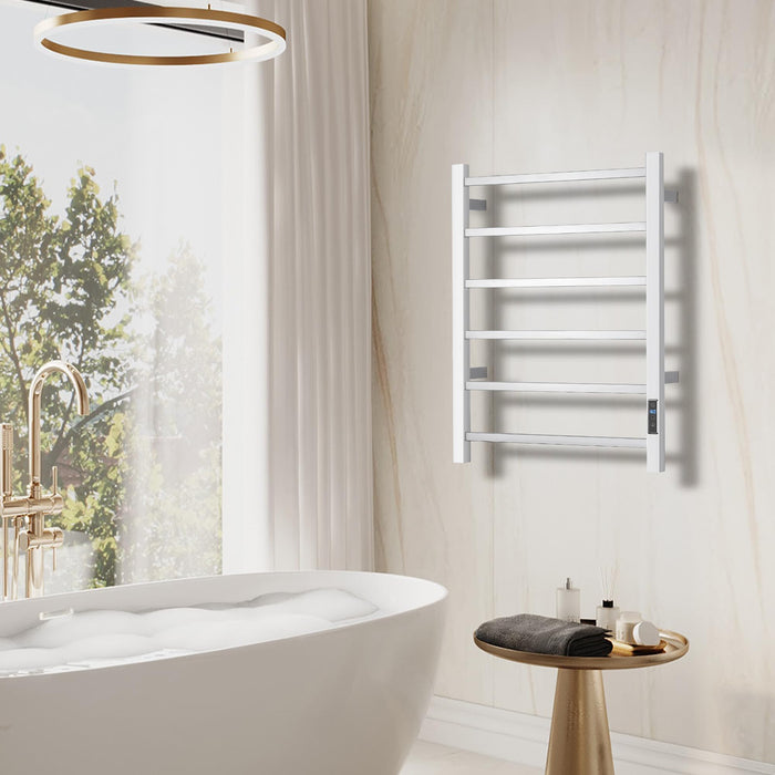 SHARNDY Electric Towel Warmer with Built-in Timer - Wall Mounted Heated Towel Rack Bathroom, Plug-in Design & Brushed Stainless Steel