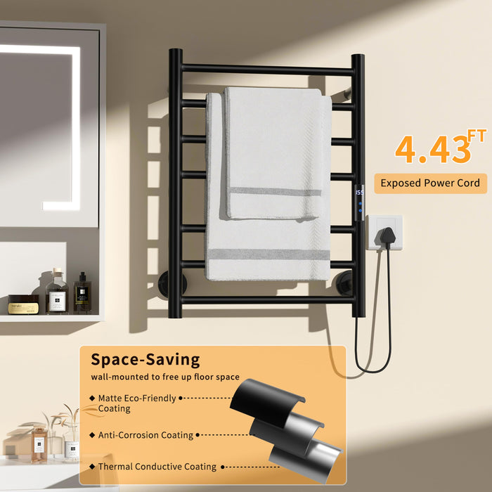 Statappy Heated Towel Rack for Bathroom, Towel Warmer Rack Wall Mounted Electric Towel Rack with 24-Hour Timer, Heated Towel Bar, Plug-in/Hardwired, 304 Stainless Steel