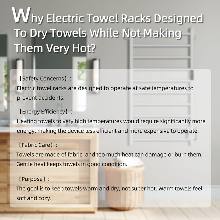 P&Bhusri Towel Warmer, 10-Bar Heated Towel Rack for Bathroom, Electric Towel Warmer with Timer & Temperature Multi-Level Adjustments, Brushed, Plug-in/Hard-Wired