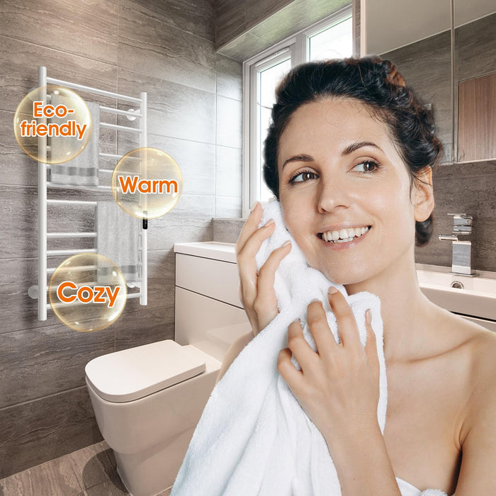 Poloma Wall Mounted Towel Warmer Rack for Bathrooms, Electric Heated Towel Rack Heater, Stainless Steel 12Bars White.