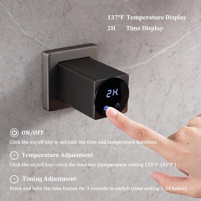 Smart Wall Mounted Towel Warmer Hardwired 93W Heated Rack with WiFi Voice Controlled, 180° Rotation, 115-145°F Adjustable, 24H Timer, Modern Gray Bathroom Heated Towel Rack