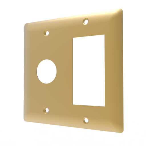 Amba Products Controller AJ-DGP-SB Jeeves Double Gang Plate - 0.5 x 4.5 x 4.5 in. - Satin Brass Finish