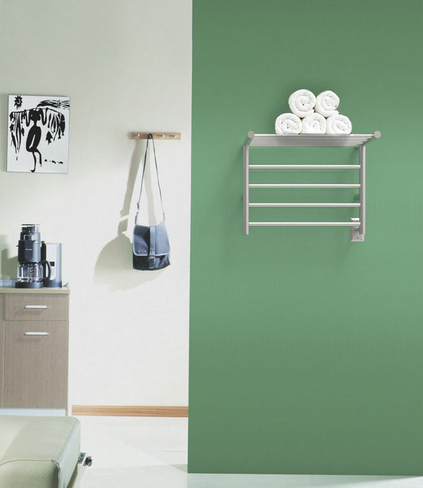 Amba Products RSH-P Radiant 8-Bar Shelf Hardwired Plug-in Combo Towel Warmer - 14 x 24.5 x 19.125 in. - Polished Finish