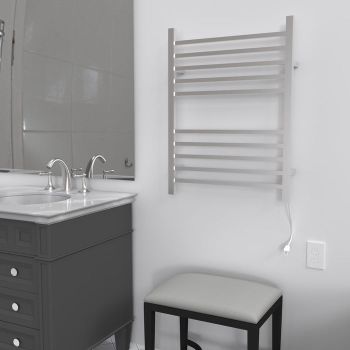 Amba Products RSWH-B Radiant 10-Bar Square Hardwired Plug-in Combo Towel Warmer - 4.75 x 24.5 x 31.5 in. - Brushed Finish