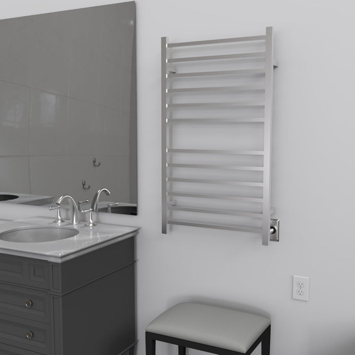 Amba Products RSWHL-B Radiant 12-Bar Large Square Hardwired Plug-in Combo Towel Warmer - 4.75 x 24.5 x 41.75 in. - Brushed Finish