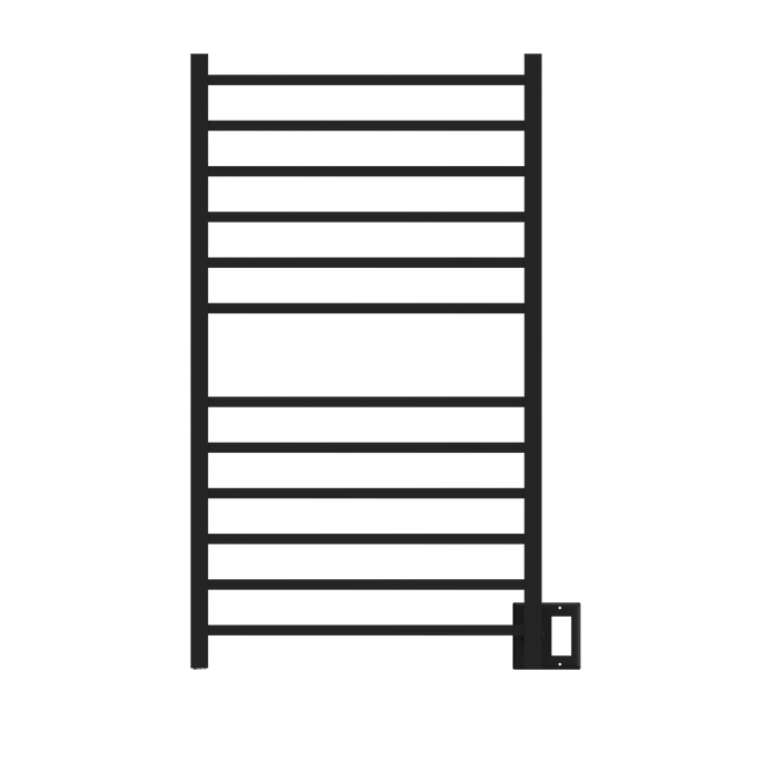Amba Products RSWHL-MB Radiant 12-Bar Large Square Hardwired Plug-in Combo Towel Warmer - 4.75 x 24.5 x 41.75 in. - Matte Black Finish