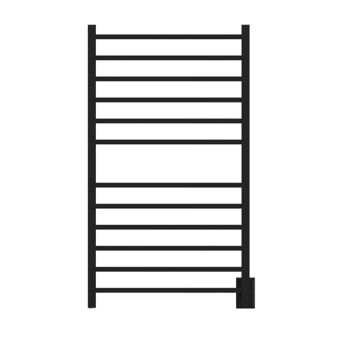 Amba Products RSWHL-MB Radiant 12-Bar Large Square Hardwired Plug-in Combo Towel Warmer - 4.75 x 24.5 x 41.75 in. - Matte Black Finish