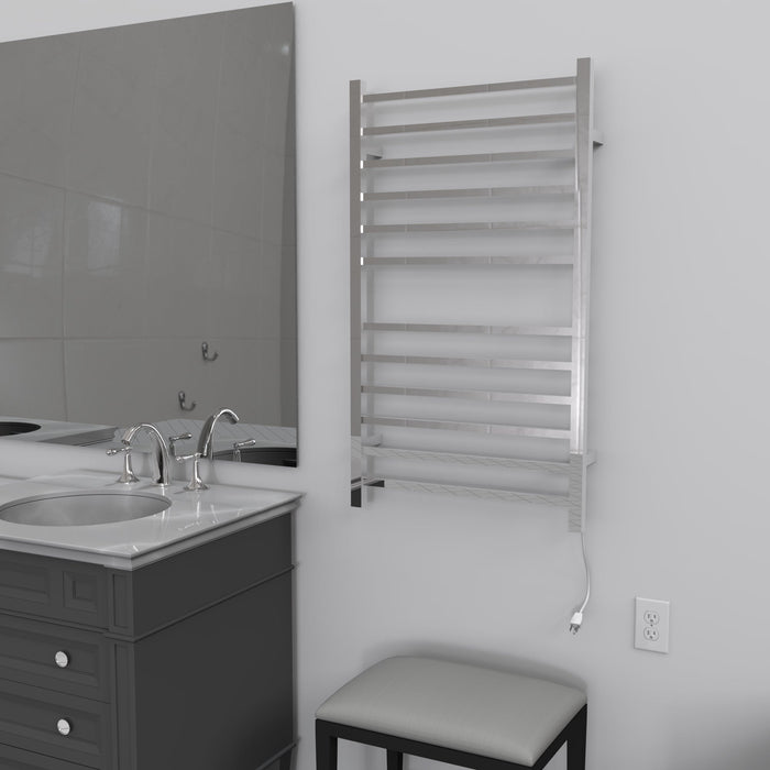 Amba Products RSWHL-P Radiant 12-Bar Large Square Hardwired Plug-in Combo Towel Warmer - 4.75 x 24.5 x 41.75 in. - Polished Finish