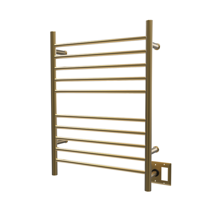 Amba Products RWH-SSB Radiant Straight 10-Bar Hardwired Plug-in Combo Towel Warmer - 4.75 x 24.5 x 31.875 in. - Satin Brass Finish