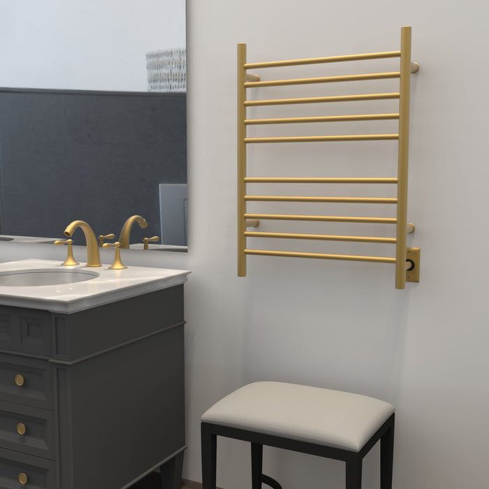 Amba Products RWH-SSB Radiant Straight 10-Bar Hardwired Plug-in Combo Towel Warmer - 4.75 x 24.5 x 31.875 in. - Satin Brass Finish