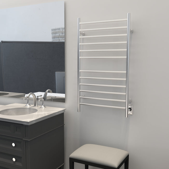 Amba Products RWHL-SB Radiant Straight 12-Bar Large Hardwired Plug-in Combo Towel Warmer - 4.75 x 24.5 x 41.75 in. - Brushed Finish