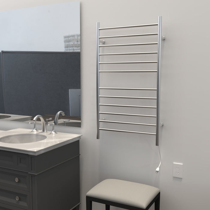 Amba Products RWHL-SB Radiant Straight 12-Bar Large Hardwired Plug-in Combo Towel Warmer - 4.75 x 24.5 x 41.75 in. - Brushed Finish