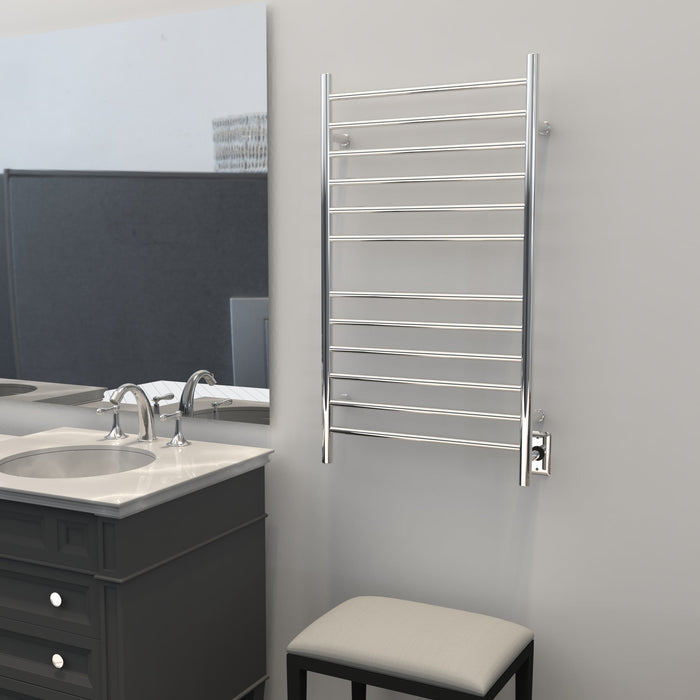 Amba Products RWHL-SP Radiant Straight 12-Bar Large Hardwired Plug-in Combo Towel Warmer - 4.75 x 24.5 x 41.75 in. - Polished Finish