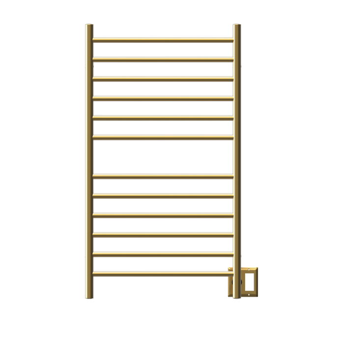 Amba Products RWHL-SSB Radiant Straight 12-Bar Large Hardwired Plug-in Combo Towel Warmer - 4.75 x 24.5 x 41.75 in. - Satin Brass Finish