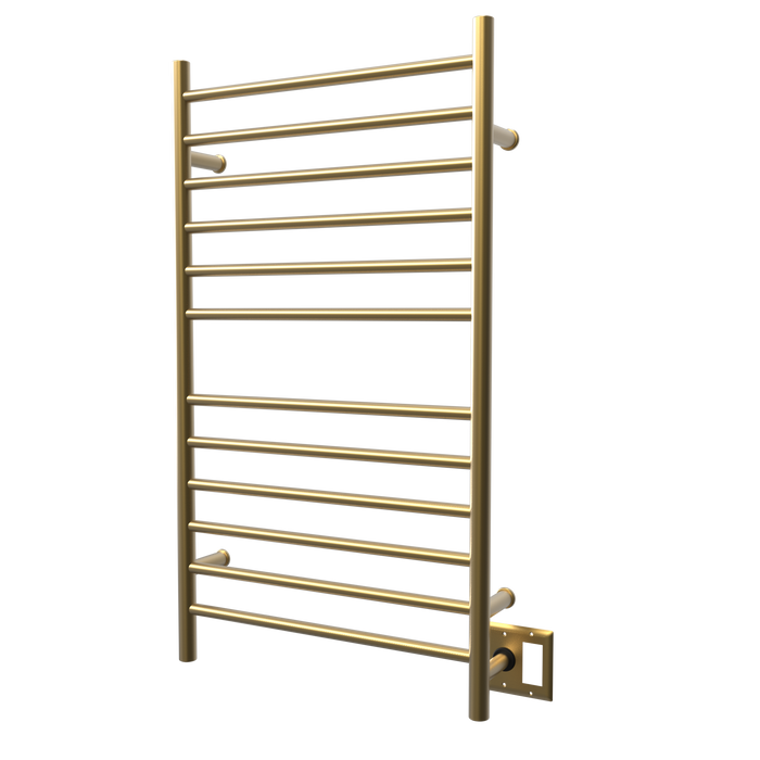Amba Products RWHL-SSB Radiant Straight 12-Bar Large Hardwired Plug-in Combo Towel Warmer - 4.75 x 24.5 x 41.75 in. - Satin Brass Finish