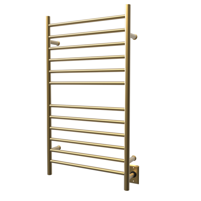 Amba Products RWHL-SSB Radiant Straight 12-Bar Large Hardwired Plug-in Combo Towel Warmer - 4.75 x 24.5 x 41.75 in. - Satin Brass Finish