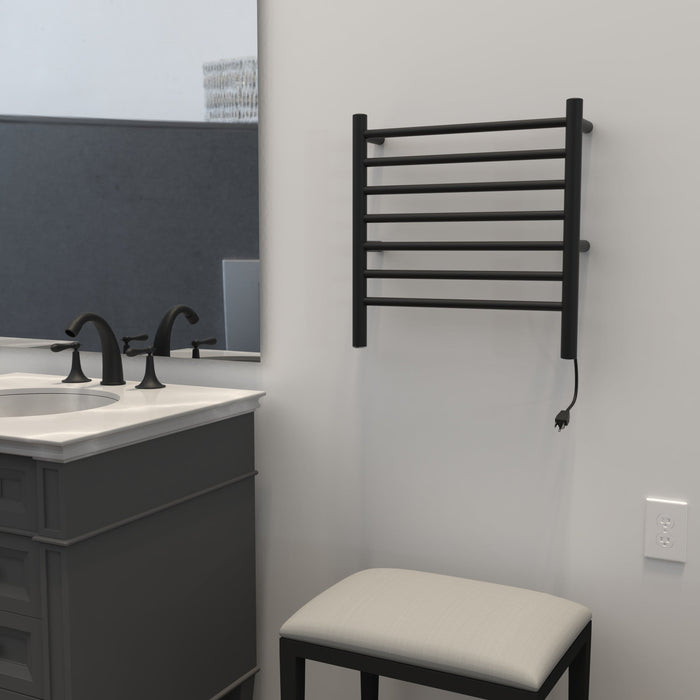 Amba Products RWHS-SMB Radiant 7-Bar Small Hardwired Plug-in Combo Towel Warmer - 4.75 x 20.5 x 20.125 in. - Matte Black Finish