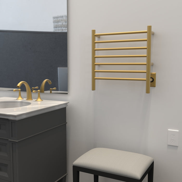 Amba Products RWHS-SSB Radiant 7-Bar Small Hardwired Plug-in Combo Towel Warmer - 4.75 x 20.5 x 20.125 in. - Satin Brass Finish