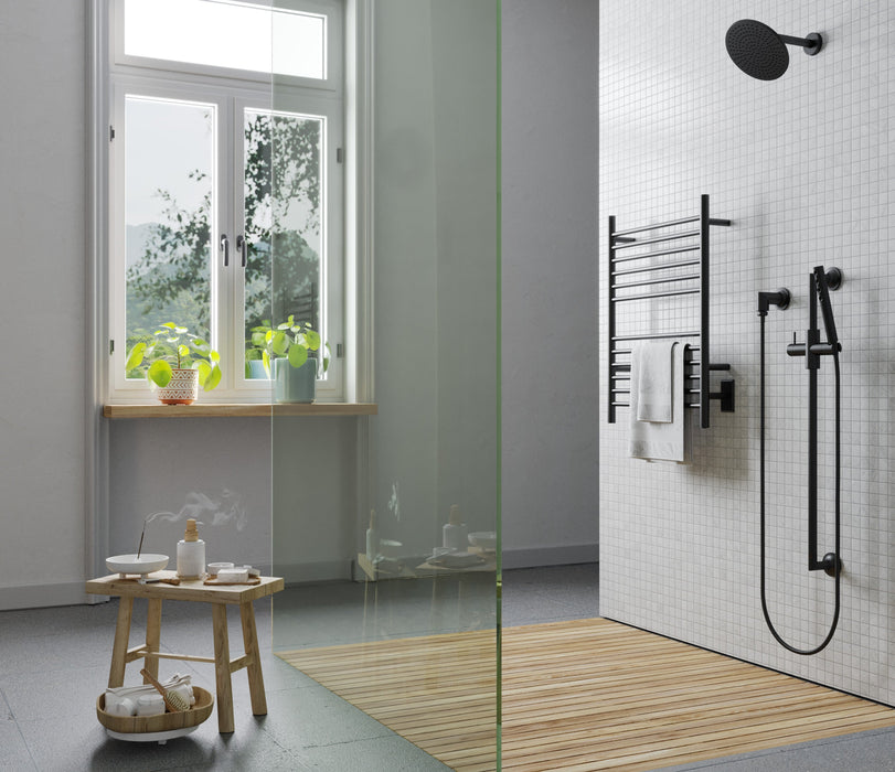 Amba Products Cape Model Cape2332 Straight 12-Bar Hardwired Plug-in Combo Towel Warmer - 4.625 x 23.875 x 31.5 in. - Matte Black Finish