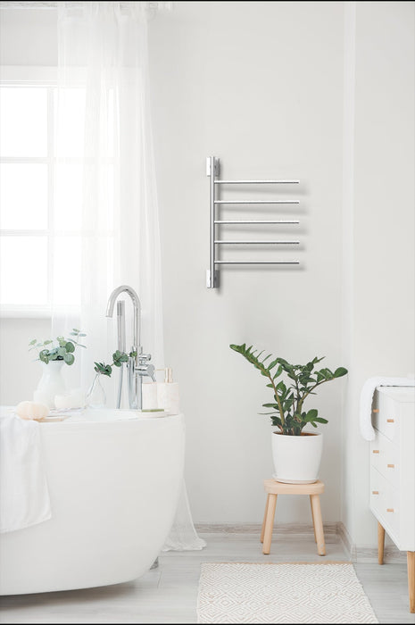 Amba Products SB5-B Swivel Bar Hardwired Plug-in Combo Towel Warmer with 5 Bars - x x in. - Brushed Finish