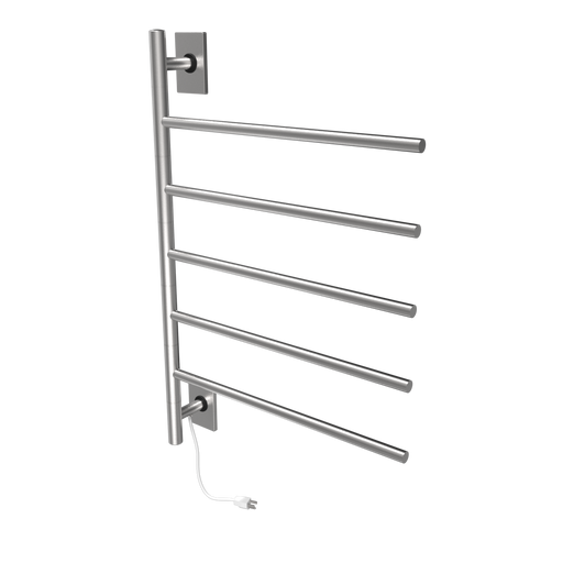 Amba Products SB5-B Swivel Bar Hardwired Plug-in Combo Towel Warmer with 5 Bars - x x in. - Brushed Finish