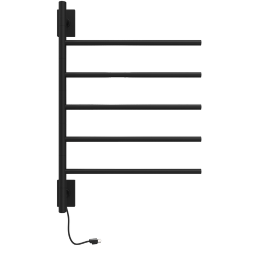 Amba Products SB5-MB Swivel Bar Hardwired Plug-in Combo Towel Warmer with 5 Bars - x x in. - Matte Black Finish