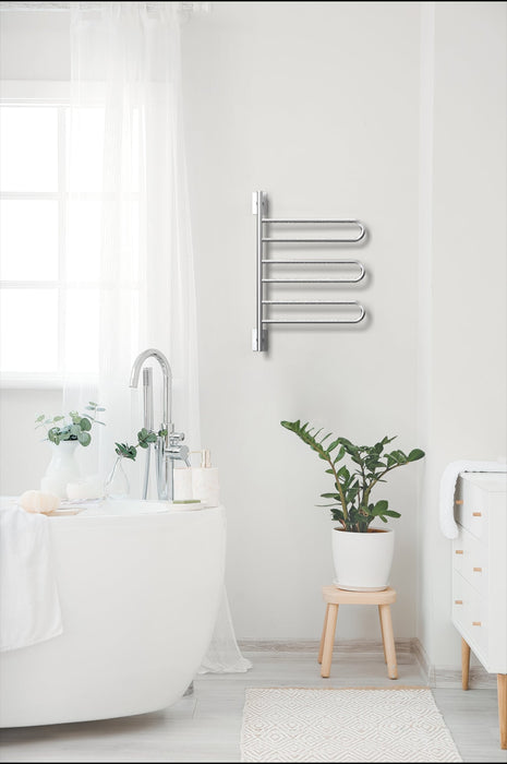 Amba Products SL3-B Swivel Loop Hardwired Plug-in Combo Towel Warmer with 3 Looped Bars - x x in. - Brushed Finish