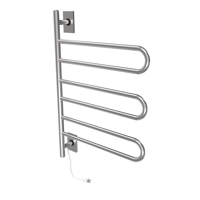 Amba Products SL3-B Swivel Loop Hardwired Plug-in Combo Towel Warmer with 3 Looped Bars - x x in. - Brushed Finish