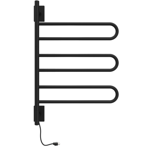 Amba Products SL3-MB Swivel Loop Hardwired Plug-in Combo Towel Warmer with 3 Looped Bars - x x in. - Matte Black Finish