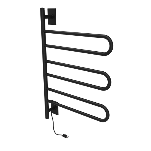 Amba Products SL3-MB Swivel Loop Hardwired Plug-in Combo Towel Warmer with 3 Looped Bars - x x in. - Matte Black Finish