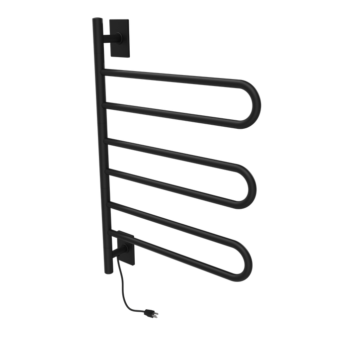Amba Products SL3-MB Swivel Loop Hardwired Plug-in Combo Towel Warmer with 3 Looped Bars - x x in. - Matte Black Finish